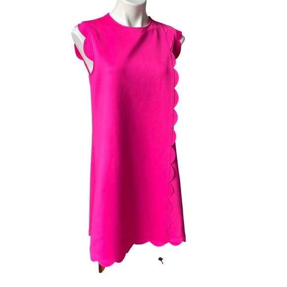 Ted Baker London Fresh Start Swing Mini Dress Pink Scalloped Hem, Sz US 6 - Picture 4 of 15